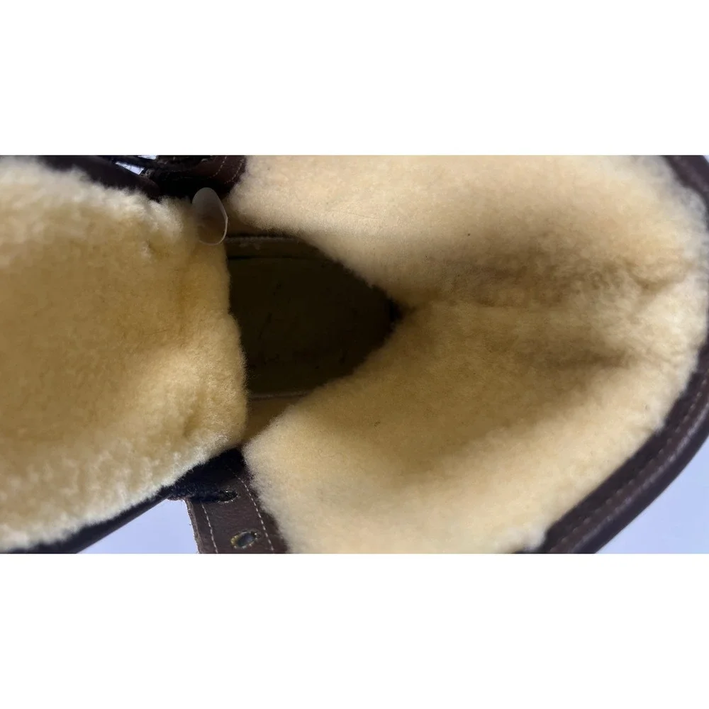 LL Bean Shearling Lined Bean Boots Mens 10M Brown Leather Duck Boots 1003580 USA